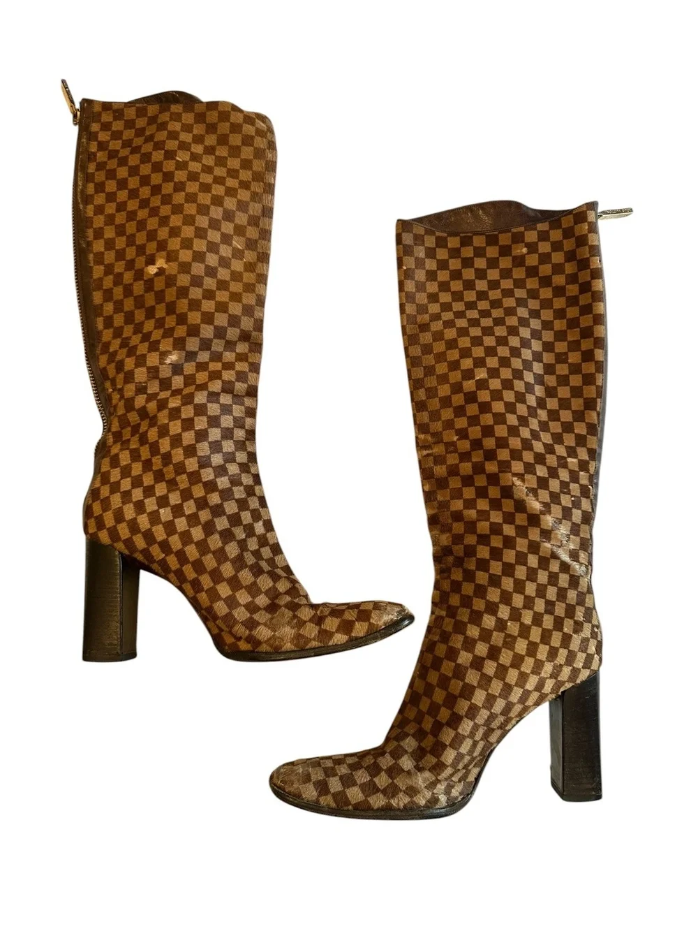 Louis Vuitton Damier Pony Hair Knee High Boot
